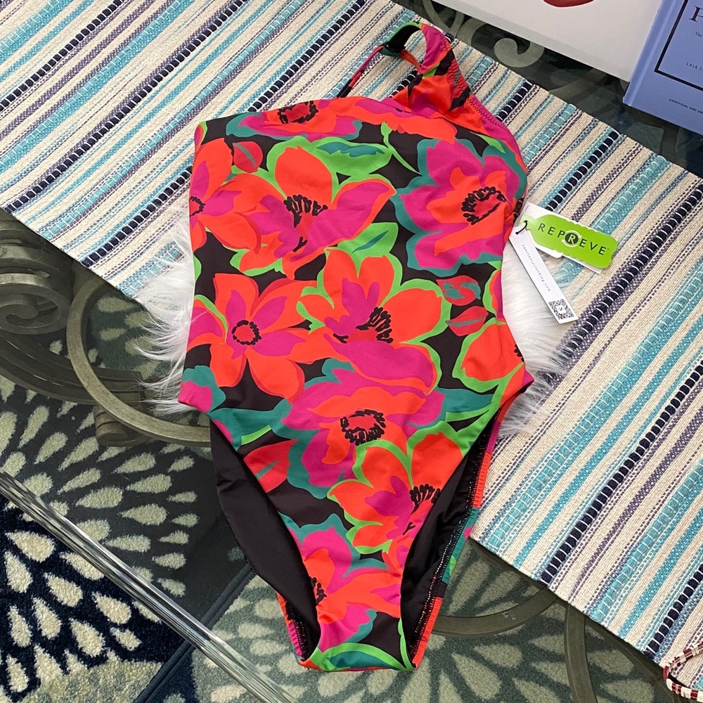 Sanctuary One-Piece Swimsuit - multicolor printed one shoulder size x small